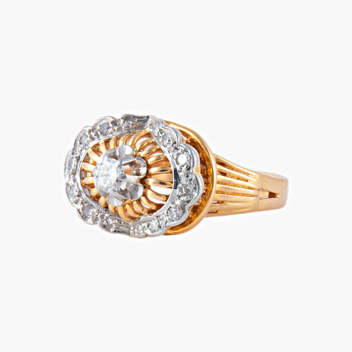Bague 52 Bague or jaune et blanc 58 Facettes P6L15D
