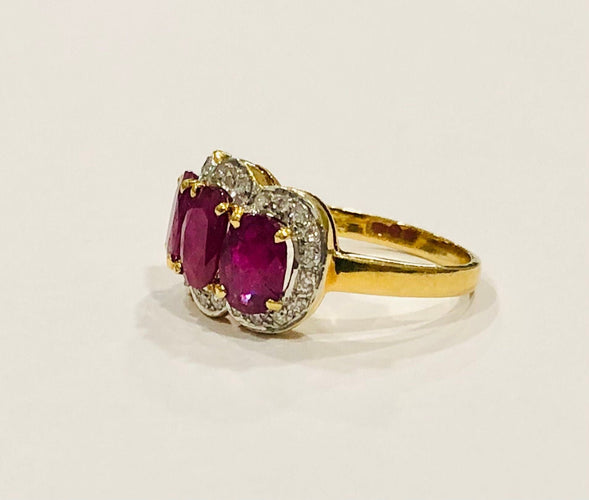 Bague 52 Bague trilogie rubis et diamants 58 Facettes