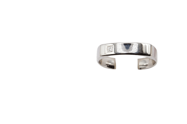 Bague 62 Alliance homme carrée sertie d’un diamant princesse en or blanc 58 Facettes 250065