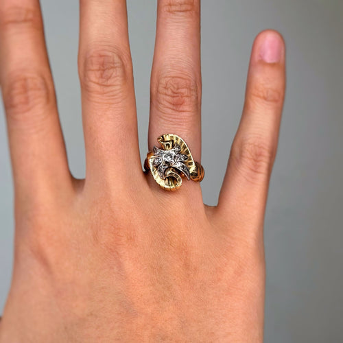 Bague 52 Bague Godronnée - Or jaune, Platine & Diamants 58 Facettes 250315R