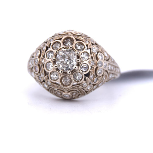 Bague 55 BAGUE ART NOUVEAU - OR BLANC 58 Facettes