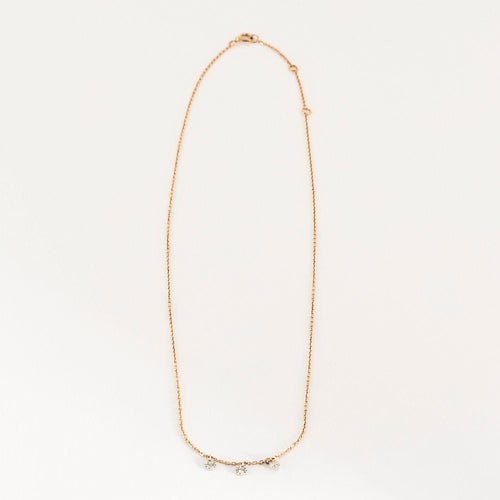 Collier COLLIER L OR ROSE 3 DIAMANTS 0,09ct 58 Facettes M8927