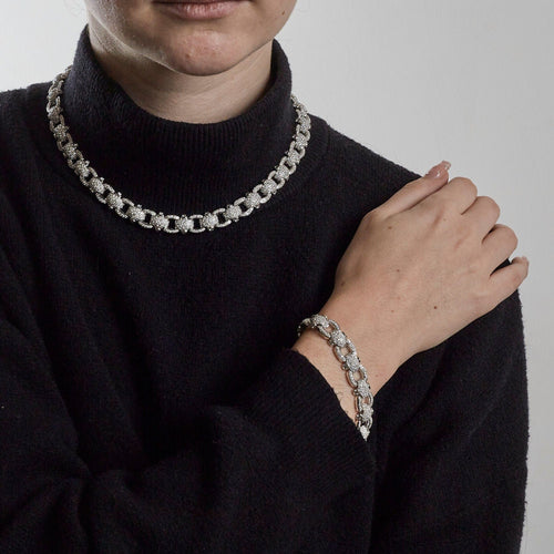 Collier Bracelet chaîne en pavage de diamants 58 Facettes 3665