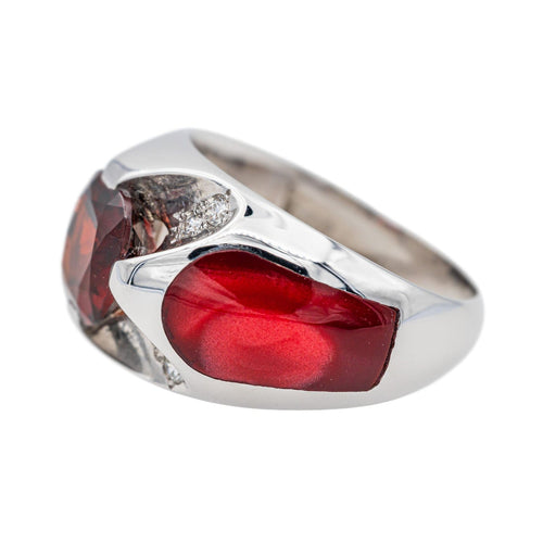 Bague 54 Bague Or blanc Grenat, Diamant 58 Facettes 3641136CN