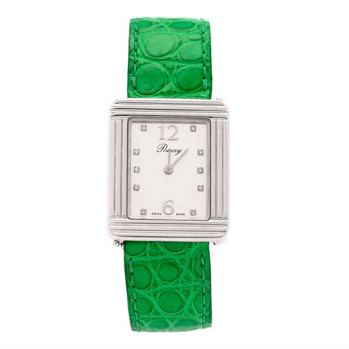 Montre POIRAY - Montre Ma Première Poiray Acier et bracelet alligator vert emeraude 58 Facettes 74021