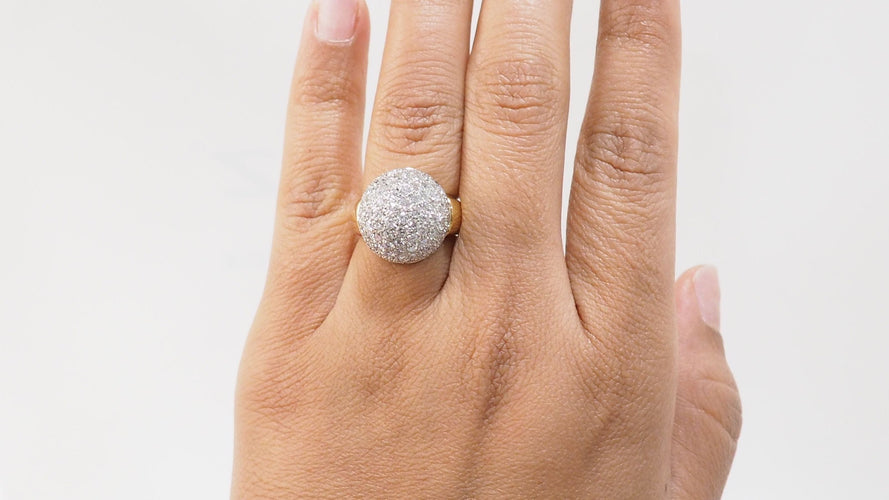 Bague 54 Bague boule en or jaune et diamants 58 Facettes 32585