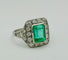 Bague 57 Bague Art Déco en platine avec émeraudes et diamants 58 Facettes 50309