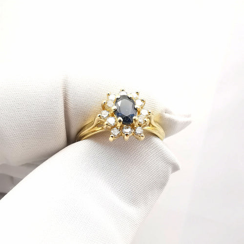 Bague 56 Bague en or saphir et diamants 58 Facettes