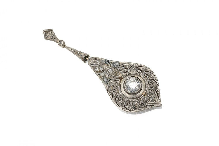 Pendentif Art Déco style yellow gold and diamond pendant 1940 58 Facettes 11032