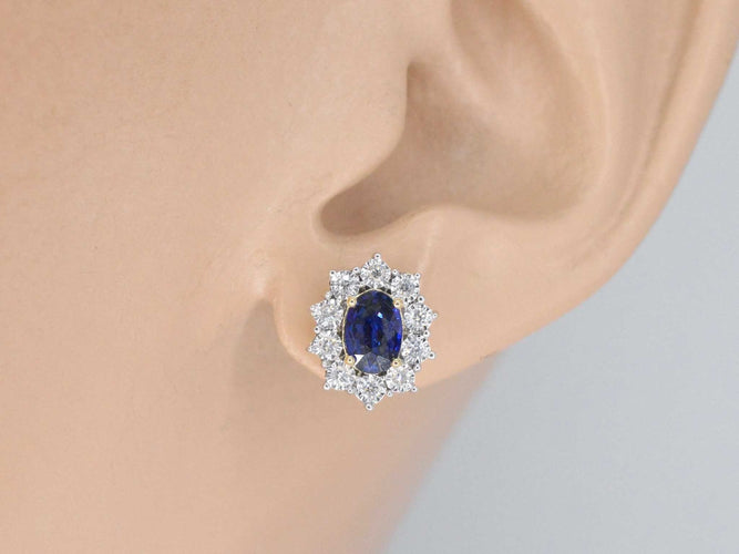 Boucles d'oreilles Boucles d'oreilles en or avec diamants et saphir 58 Facettes 2298