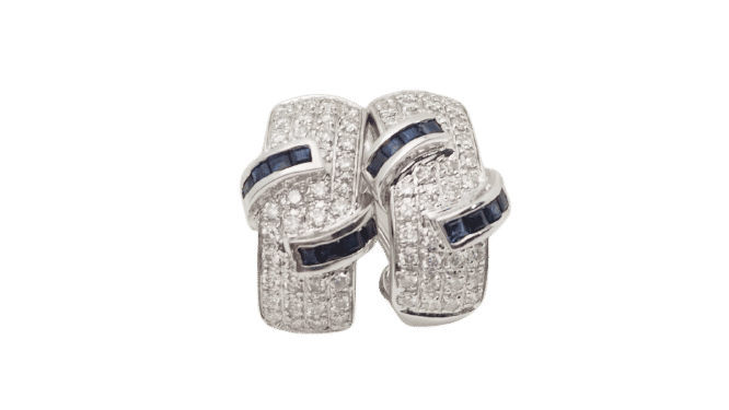 Boucles d'oreilles Boucles d'oreilles en or blanc, saphirs et diamants 58 Facettes 32747