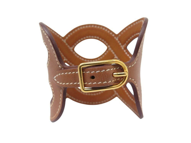 Bracelet bracelet HERMES manchette entrelacs cuir swift h081205cc37t2 16-17cm 58 Facettes 266719