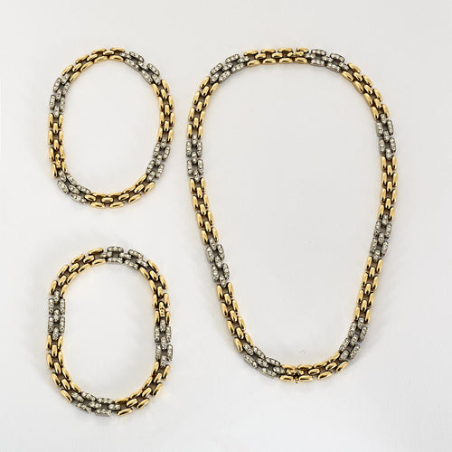 Bracelet Cartier. Collection Maillon Panthère. Rare Collier à transformation pouvant former Bracelet en or de deux couleurs et diamants. 58 Facettes 58FC18