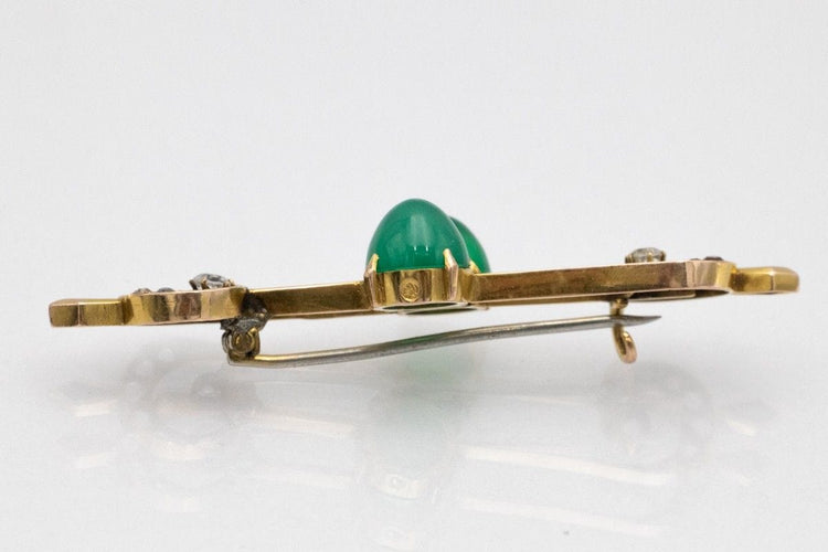Broche Broche ancienne en or jaune avec agates vertes 58 Facettes HSK1