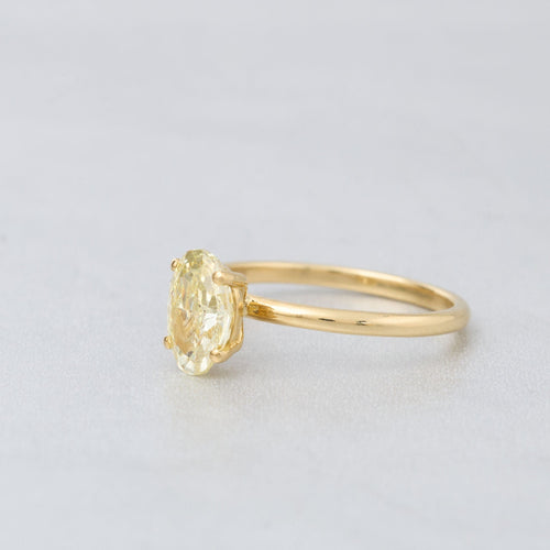 Bague 55 SOLITAIRE DIAMANT JAUNE FANCY YELLOW OVAL OR JAUNE 18K 58 Facettes