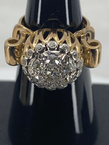 Bague 51 Bague en or 18ct de forme boule sertie de diamants vers 1940/1960 58 Facettes AB41bis
