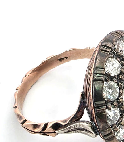 Bague 54 Superbe bague ancienne en argent et argent avec diamants 58 Facettes