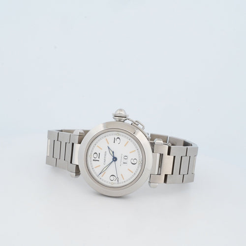 Montre Cartier - Montre Pasha Big Date cadran ivoire chiffres arabes acier 58 Facettes