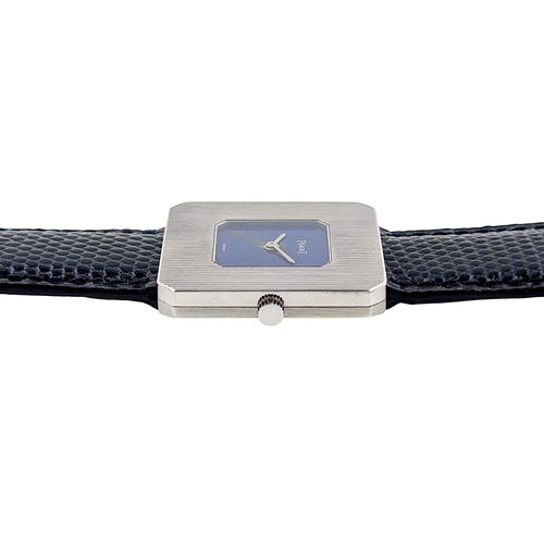 Montre Piaget Protocole RARE Piaget 99042 Lapis Lazuli Dial Protocole Ultra Thin Rectangular Serviced White Gold 58 Facettes