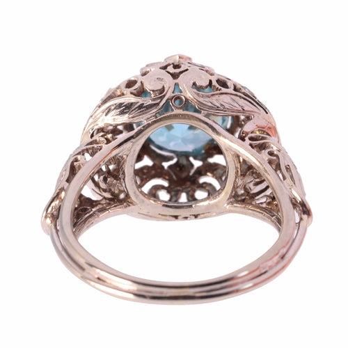 Bague 53 Bague vintage en platine avec zircon bleu – Élégance du milieu du siècle dans un design ajouré 58 Facettes 25115-0283