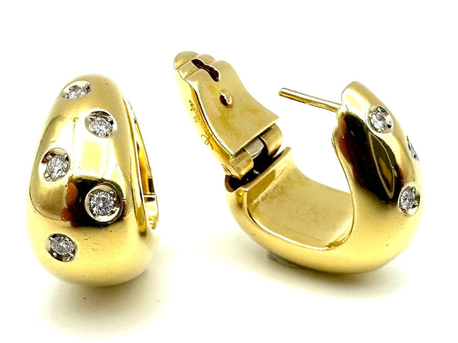 Boucles d'oreilles POMELLATO. Boucles d'oreilles vintages or jaune et diamants 58 Facettes
