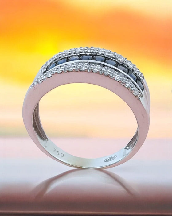 Bague 55 Bague bandeau or blanc diamants saphirs 58 Facettes AA 1676