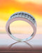 Bague 55 Bague bandeau or blanc diamants saphirs 58 Facettes AA 1676