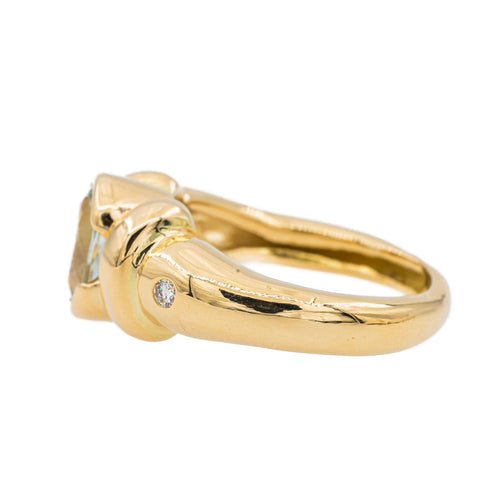 Bague 50 Bague  Or jaune Aigue marine, Diamant 58 Facettes 3088690CN