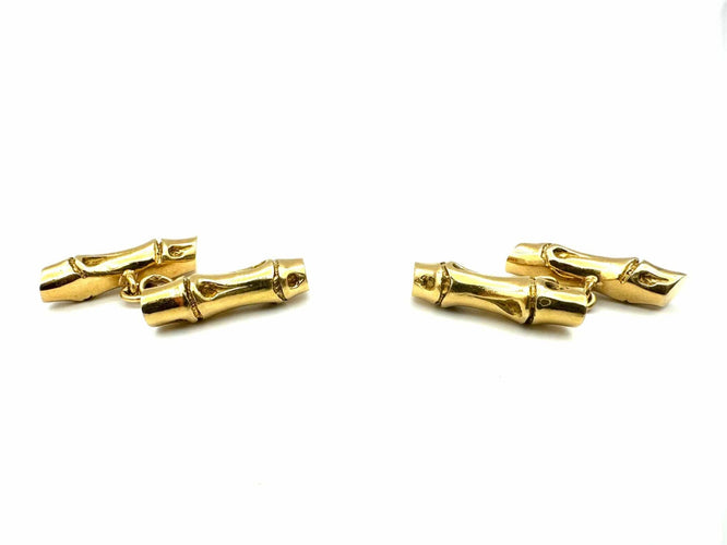 Boutons de manchette HERMES. Boutons de manchettes vintage or jaune 18K 58 Facettes