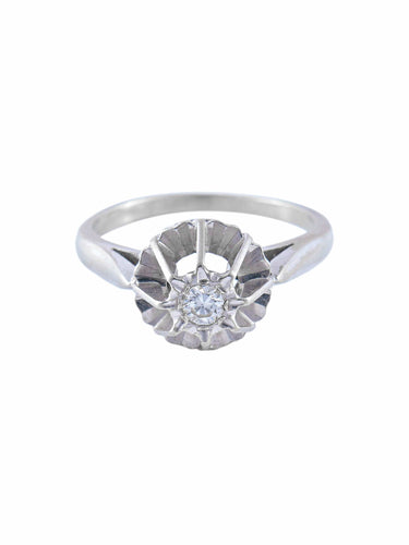 Bague 53 Solitaire Rétro Or Blanc Diamant 58 Facettes