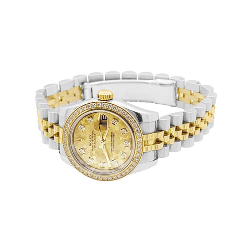 Montre Montre Rolex, "Oyster Perpetual Lady-Datejust", or jaune, acier, diamants. 58 Facettes 35042