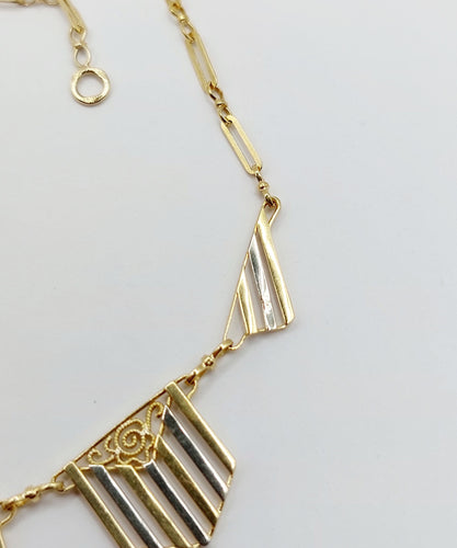 Necklace Necklace Art Deco filigree patterns in 18k yellow and white gold 58 Facettes A04100