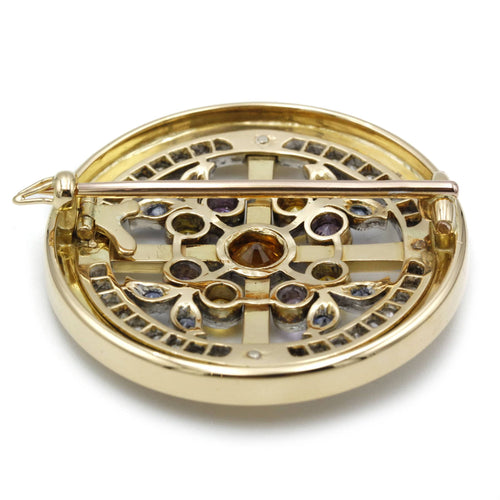 Broche Broche or jaune, saphirs & diamants 58 Facettes 250013R