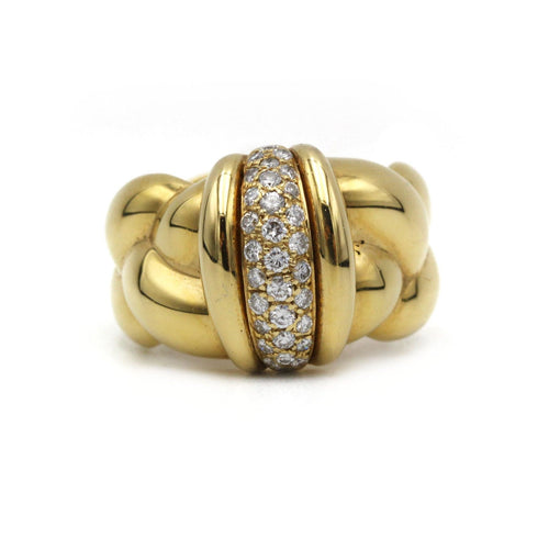 Bague 53 OJ PERRIN - Bague Tressé en or jaune sertie diamants 58 Facettes 250236R
