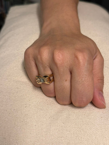 Bague 52.5 Bague nœud papillon en or rose et diamant 58 Facettes