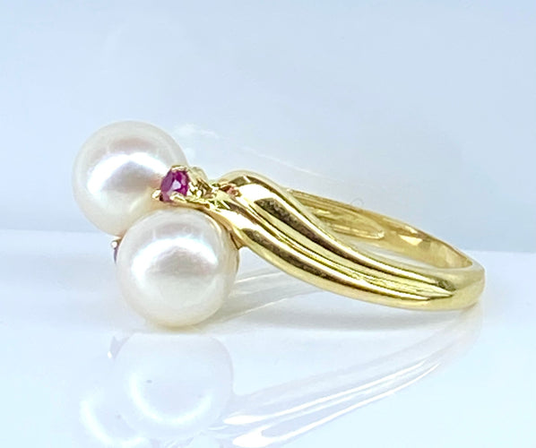 Bague 51 Bague en or jaune perles et rubis 58 Facettes AB648