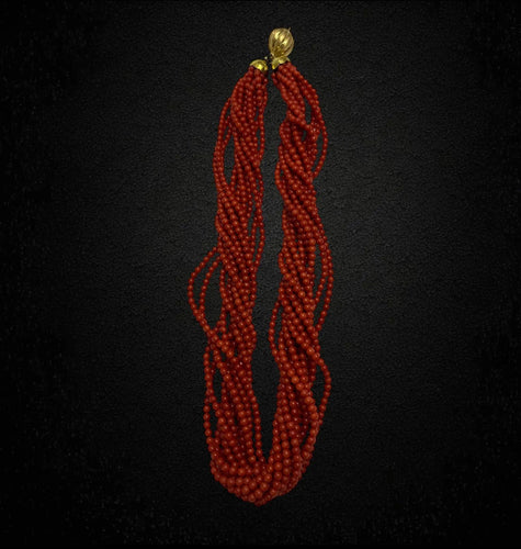 Collier Collier corail multi-rangs, fermoir en or jaune 18 carats 58 Facettes