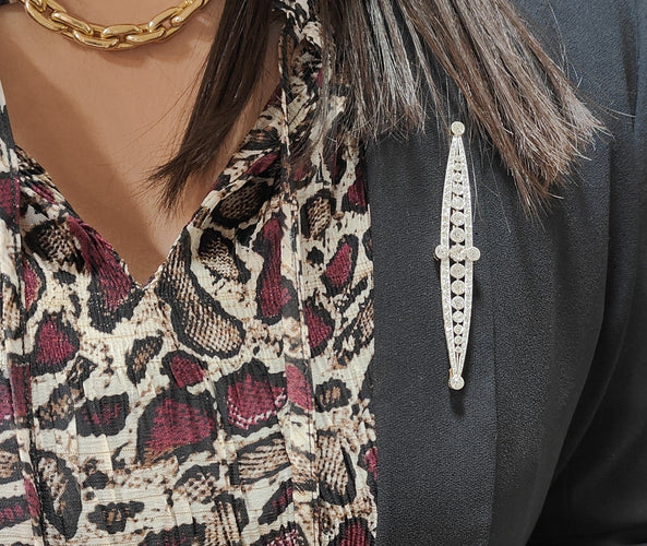 Broche Importante broche Art Déco en or jaune platine et diamants 58 Facettes 33487