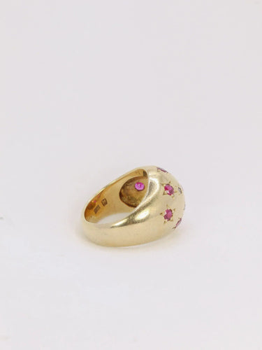 Bague Bague boule vintage en or jaune, rubis et diamants 58 Facettes J134