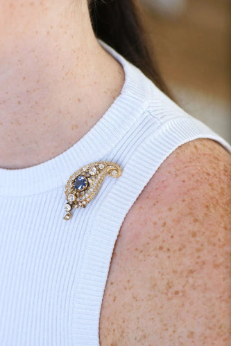 Broche Broche motif cachemire diamants et saphir 58 Facettes