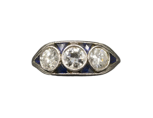 Bague Bague Homme Trilogie diamants saphirs Verneuil 58 Facettes A10587