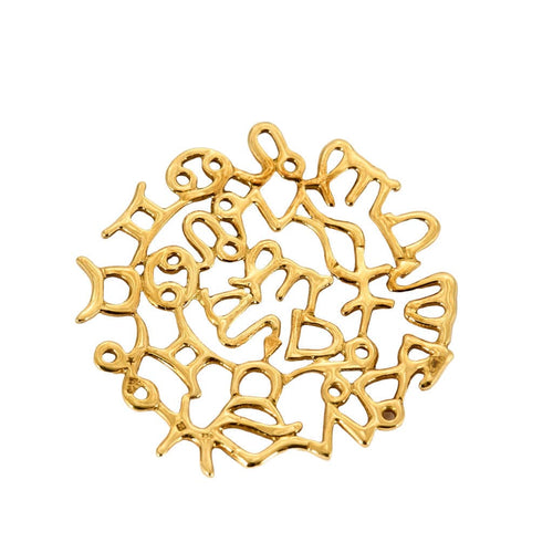 Pendentif Pendentif or jaune motif signes astrologiques 58 Facettes SMA01612