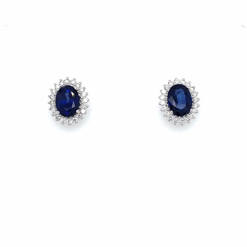 Boucles d'oreilles Vintage Sapphire Diamond Gold Cluster Stud Earrings 58 Facettes
