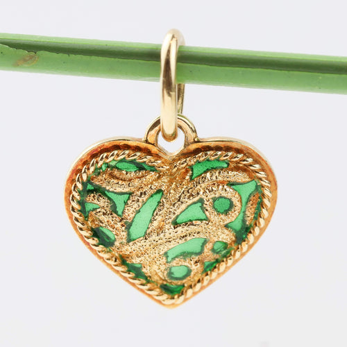 Pendentif Yanes - Pendentif cœur en or jaune 18 carats et émail vert 58 Facettes FN24/0003