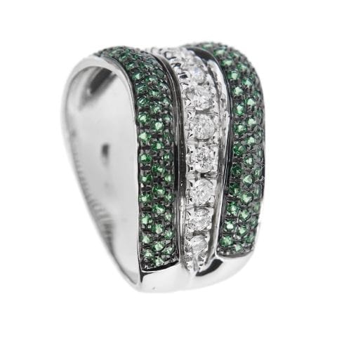 Bague 57 Bague avec émeraudes et diamants 58 Facettes 38594