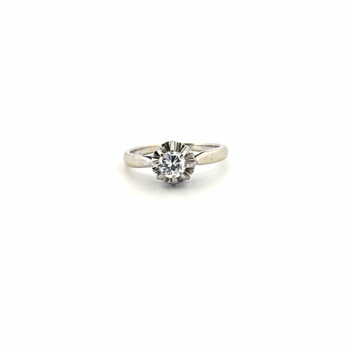 Bague 53 Solitaire or blanc platine diamant 58 Facettes 24-GS29740