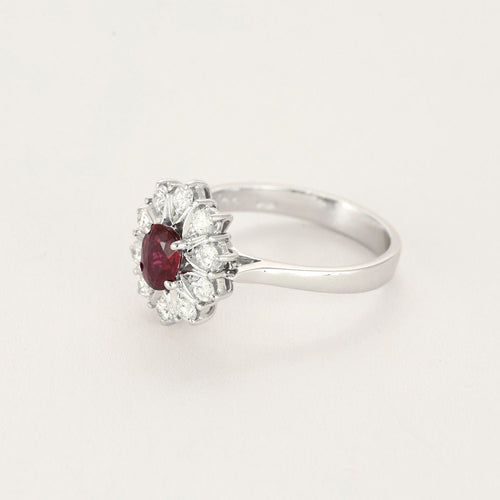 Bague 51.5 Bague Marguerite or gris, rubis et diamants 58 Facettes BA214