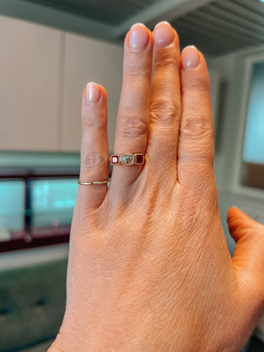 Bague 54 Antique yellow gold, ruby and diamond ring 58 Facettes