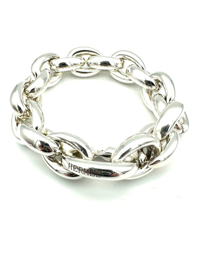Bracelet HERMES. Collection "Acrobate", bracelet argent GM 58 Facettes