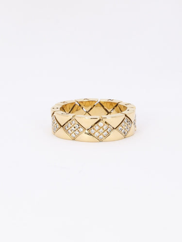 Bague 59 CHANEL Bague "Matelassé" vintage or jaune diamants 58 Facettes 1107.4
